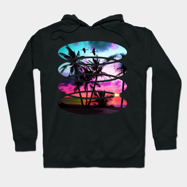 sunset beach In the 80s vintage style Hoodie by Collagedream